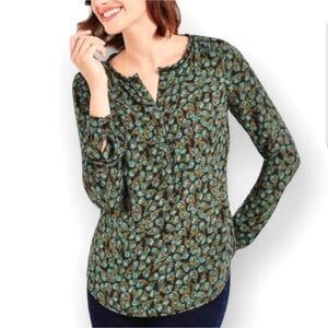 Talbots Peacock Feather blouse size X.